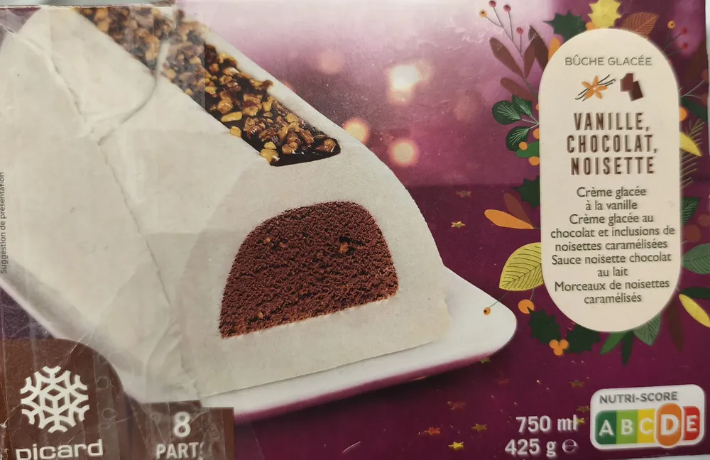 Bûche glacée vanille chocolat noisette