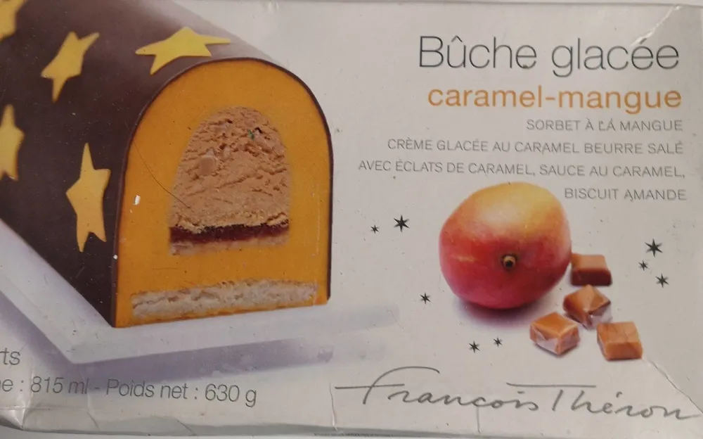 Bûche glacée caramel mangue