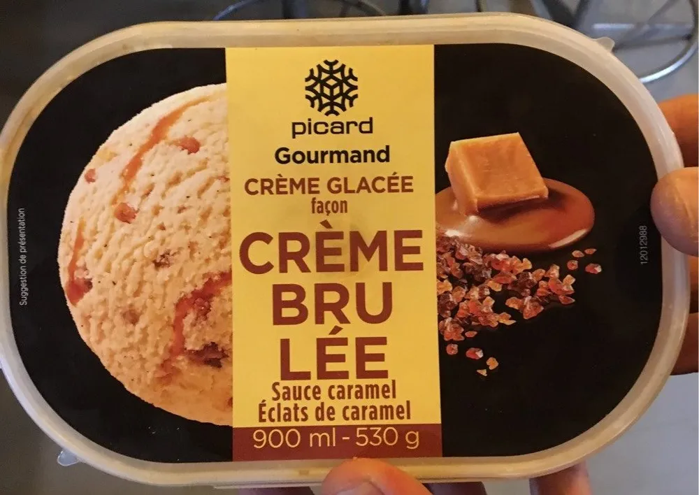 Creme glacée façon crème brûlée - Sauce caramel - Éclats de caramel