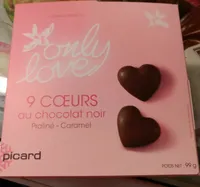9 Cœurs au Chocolat Noir Praliné-Caramel