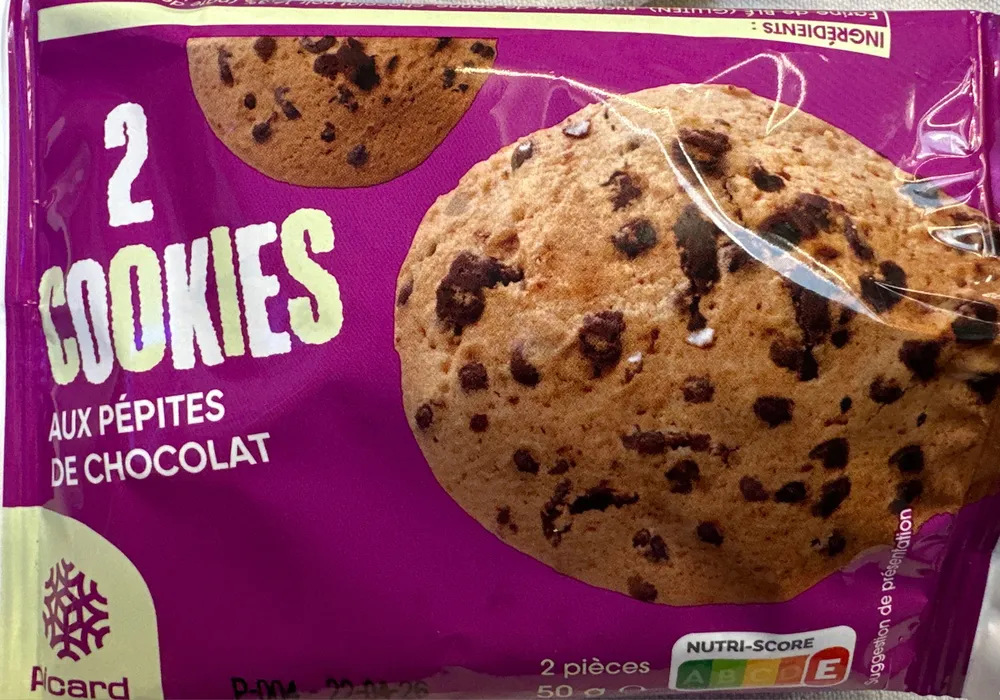 2 cookies aux pépites de chocolat