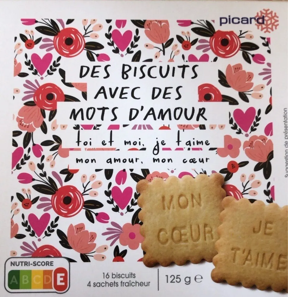 Des biscuits avec des mots d'amour
