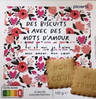 Des biscuits avec des mots d'amour