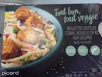 Boulettes Lentilles Corail, Nouilles de Riz aux Légumes Sauce Cacahuète