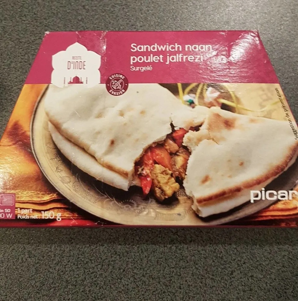 Sandwich naan poulet jalfrezi