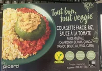 Courgette farcie, riz, sauce à la tomate