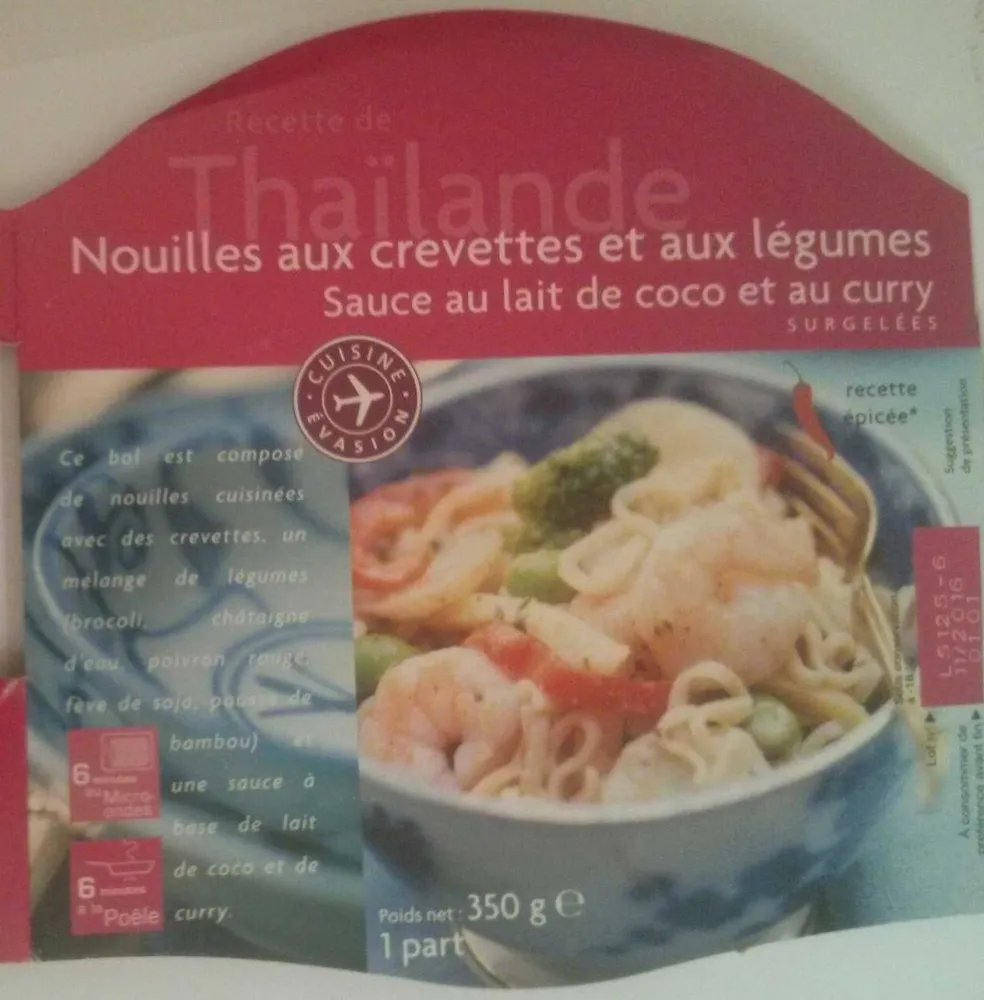 Recette de Thaïlande Nouilles aux crevettes et aux légumes
