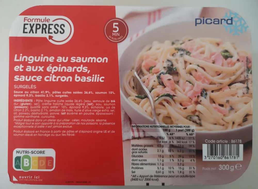Linguine au Saumon et aux Épinards, sauce Citron Basilic