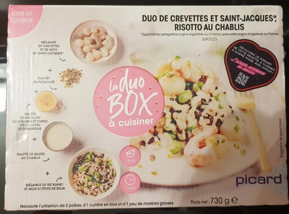 Duo de crevettes et saint Jacques risotto au chablis