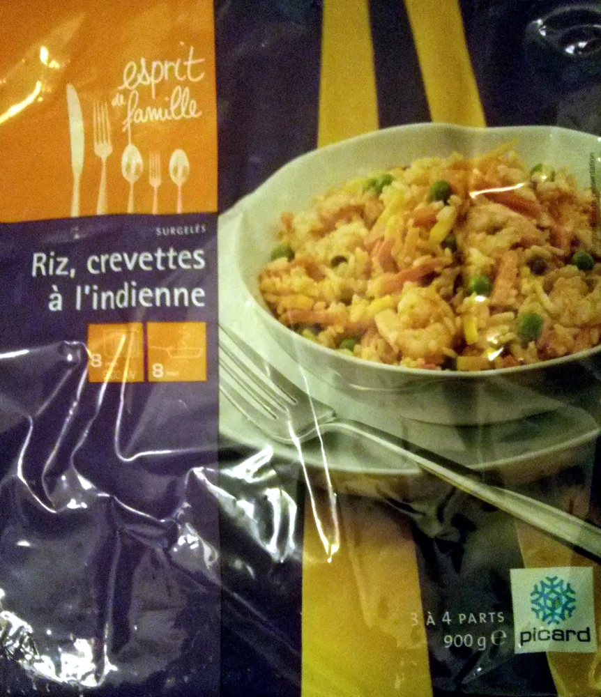 Riz, crevettes à l'indienne