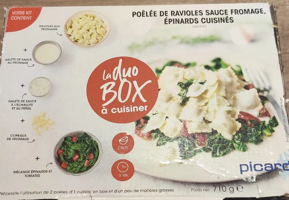 La duo box à cuisiner - poélée de raviaoes sauce fromage épinards cuisinés