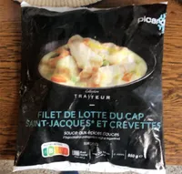Filet de lotte du cap, saint-jacques et crevettes