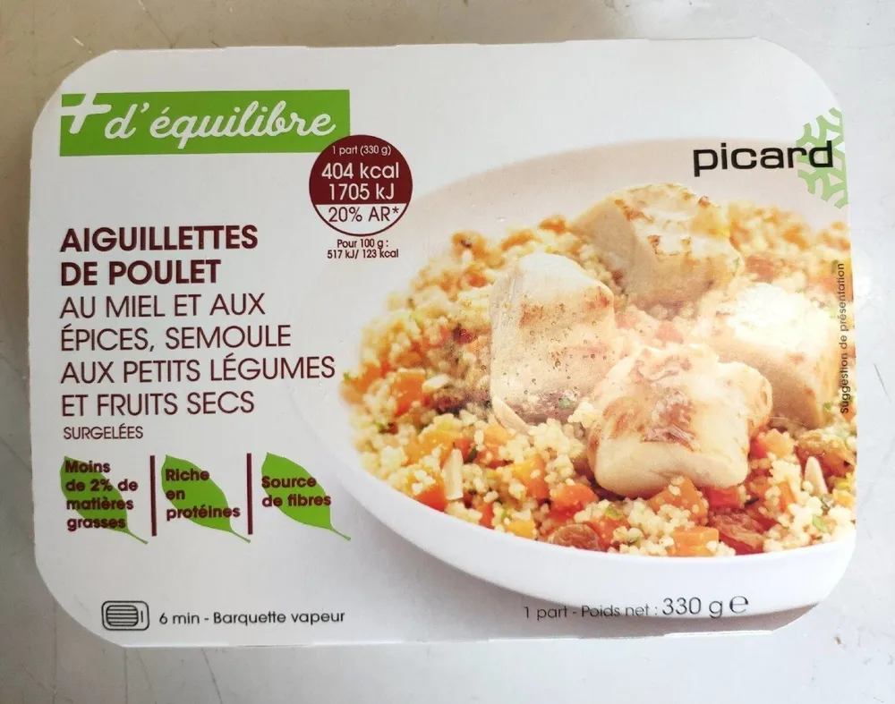 Aiguillettes de poulet au miel et aux épices semoule