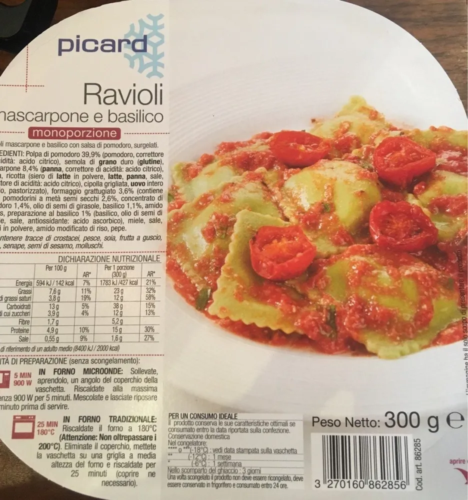 Ravioli mascarpone e basilico