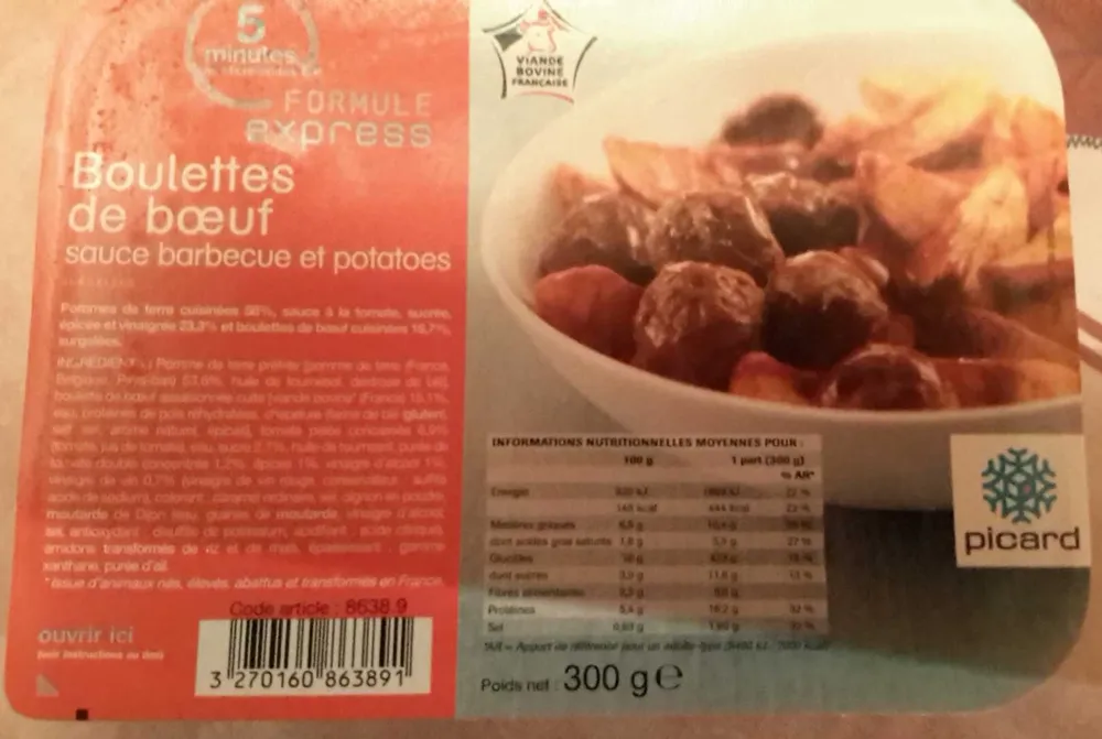 Boulettes de boeuf sauce barbecue et potatoes