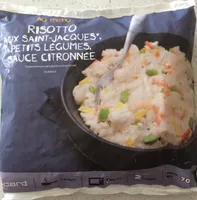Risotto aux Saint-Jacques, petits légumes, sauce citronnée
