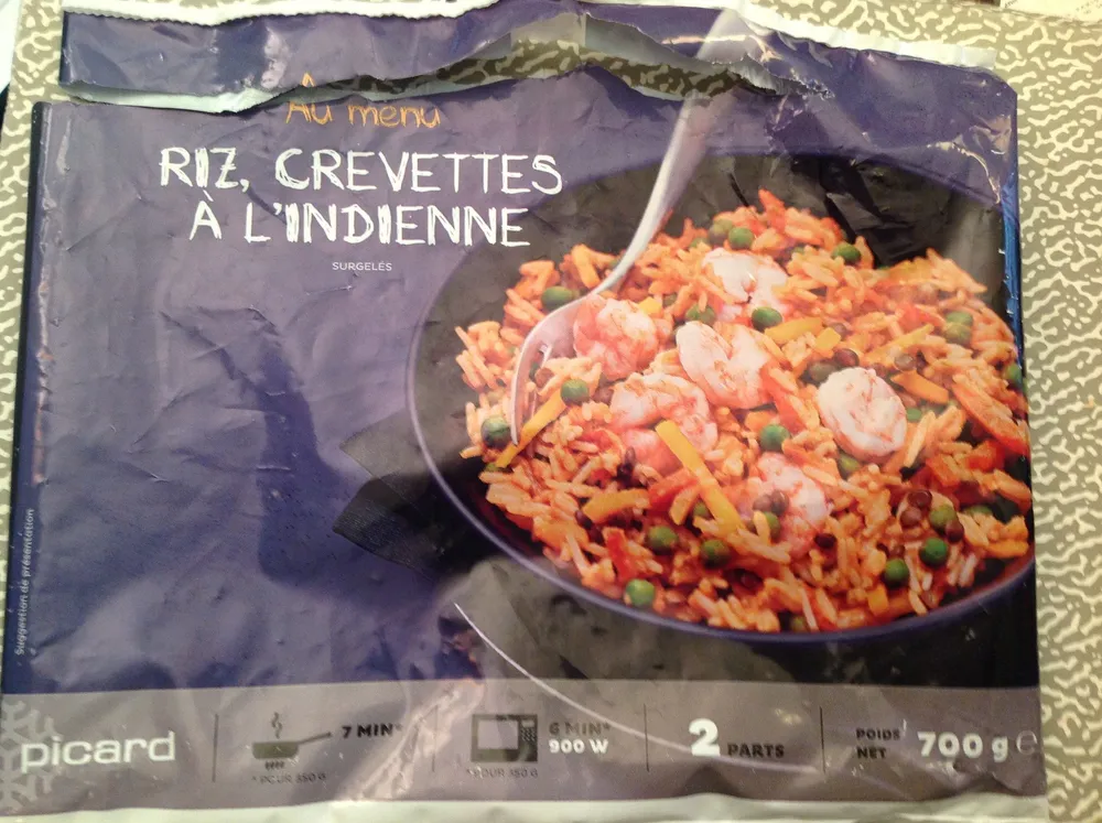 Riz, crevettes à l'indienne
