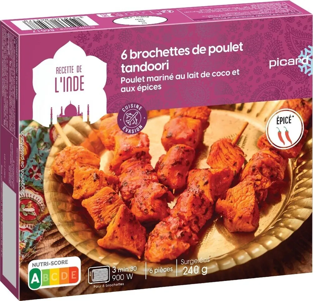 6 brochettes de poulet tandoori