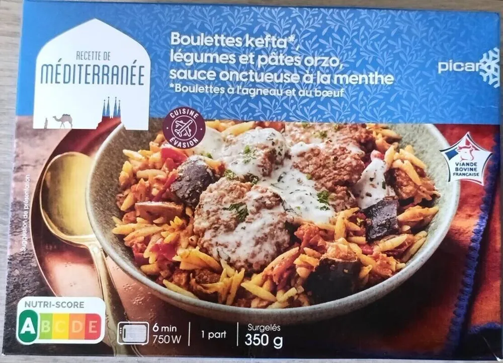 Boulettes kefta, légumes et pâtes orzo