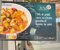 Filet de poulet sauce chorizo et gnocchis et legumes du soleil