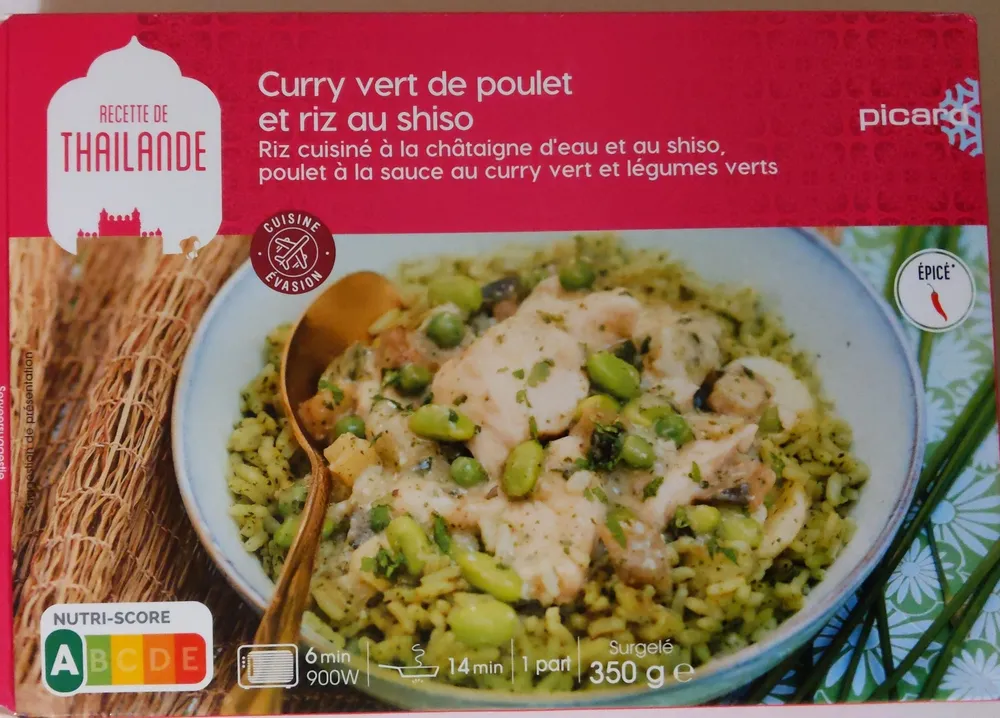 Curry vert de poulet et riz au shiso