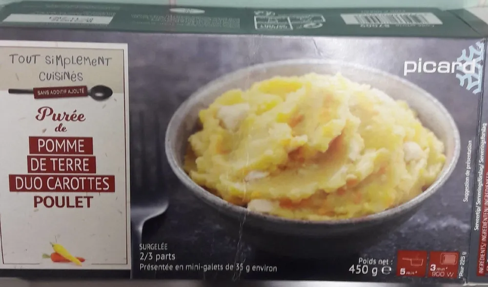 Purée de pomme de terre duo carottes poulet