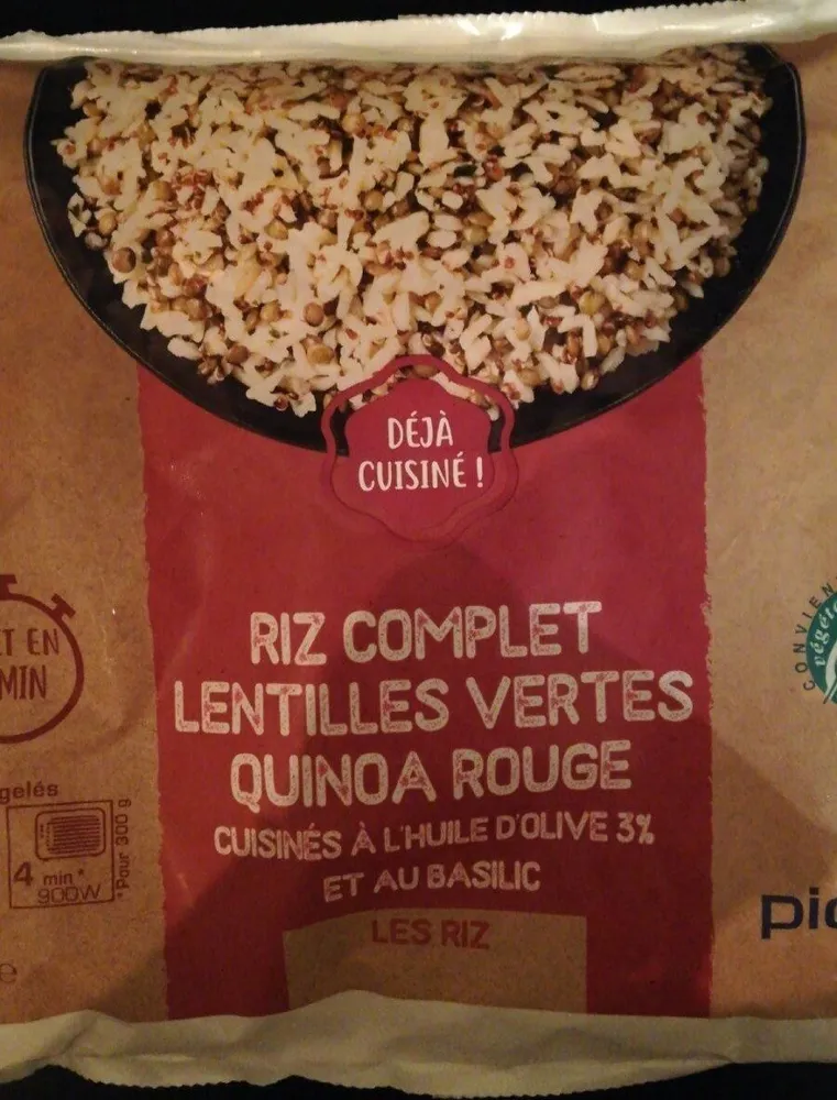 Riz complet lentilles vertes quinoa rouge