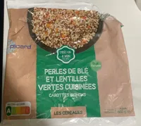 Perles de blé et lentilles vertes cusinées