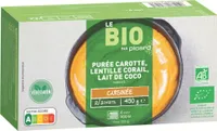 Purée carotte, lentille corail, lait de coco