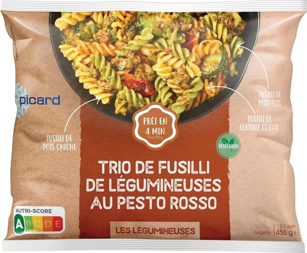 Trio de fusilli de légumineuses au pesto rosso
