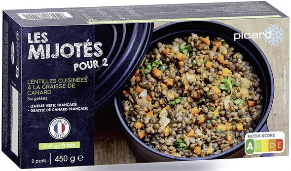 Lentilles cuisinées à la graisse de canard