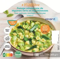 Potage minestrone de légumes verts et légumineuses