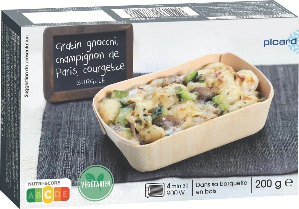Gratin de gnocchi, champignon de Paris, courgette