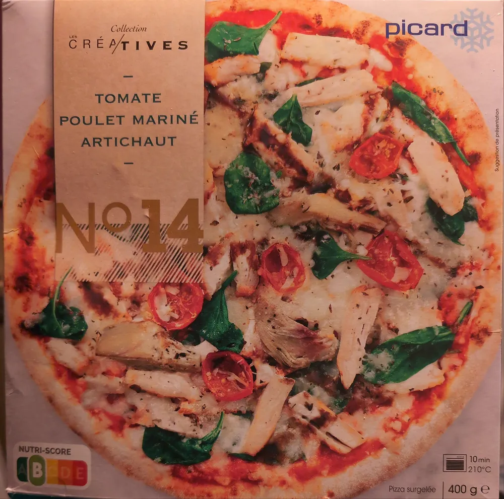 Pizza N°14 - Tomate, Poulet mariné, Artichaut