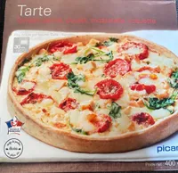 Tarte tomate cerise, poulet, cerise, mozzarella, roquette