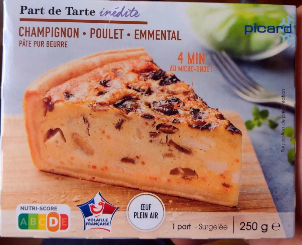 Part de tarte inédite Champignons Poulet Emmental