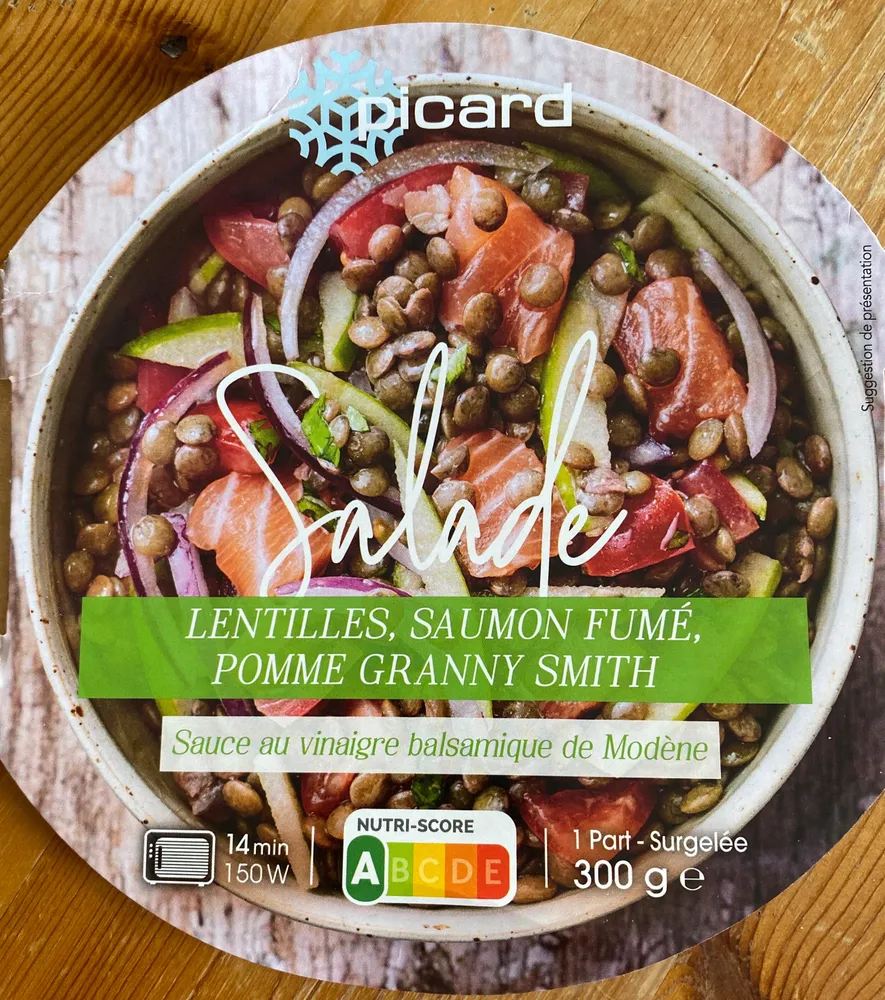 Salade lentilles saumon fumé, pomme granny smith