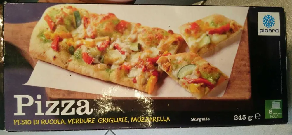 Pizza Pesto di Rucolala, Verdure Griguate, Mozzarella