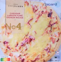 Pizza surgelée cheddar lardon fumé oignon rouge