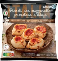 Piccoli con mozzarella, provolone e nduja SURGELÉES
PETITES PIZZAS À LA MOZZARELLA, AU PROVOLONE ET
À LA SAUCISSE ÉPICÉE