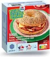 Bagel poulet, oignons rouges, cheddar, bacon
