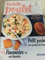 Farfalle Poulet, Sauce César et Copeaux de Parmesan, Petit Pain aux Graines de Pavot, Financier aux Amandes