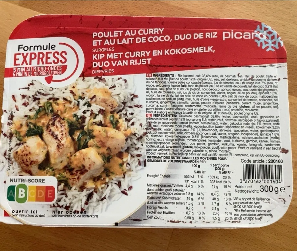 Poulet curry et lait de coco