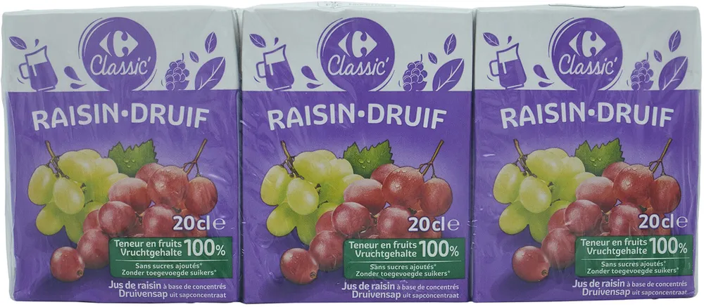 Raisin, Jus à base de concentré