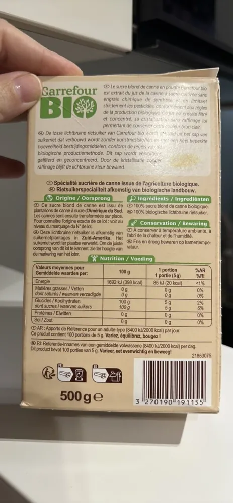 Sucre blond de canne en poudre Bio