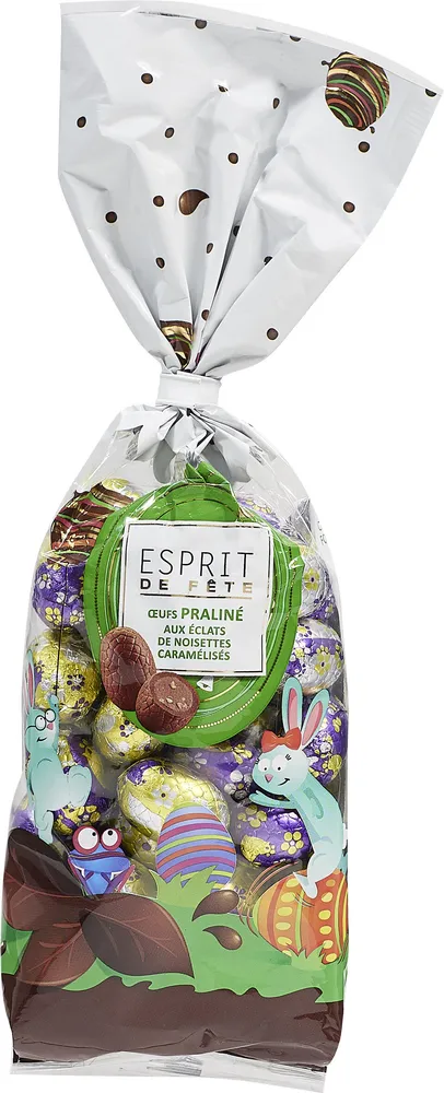 Œufs coeur praliné éclats de noisettes caramélisés