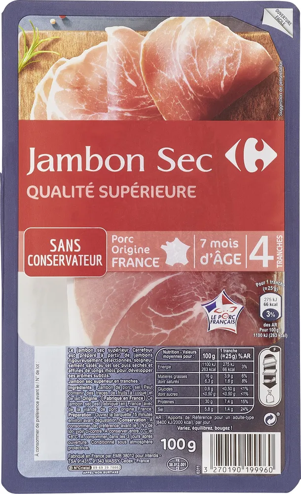 Jambon sec 7 mois d'âge