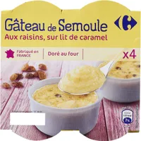Gâteau de Semoule aux raisins sur lit de caramel