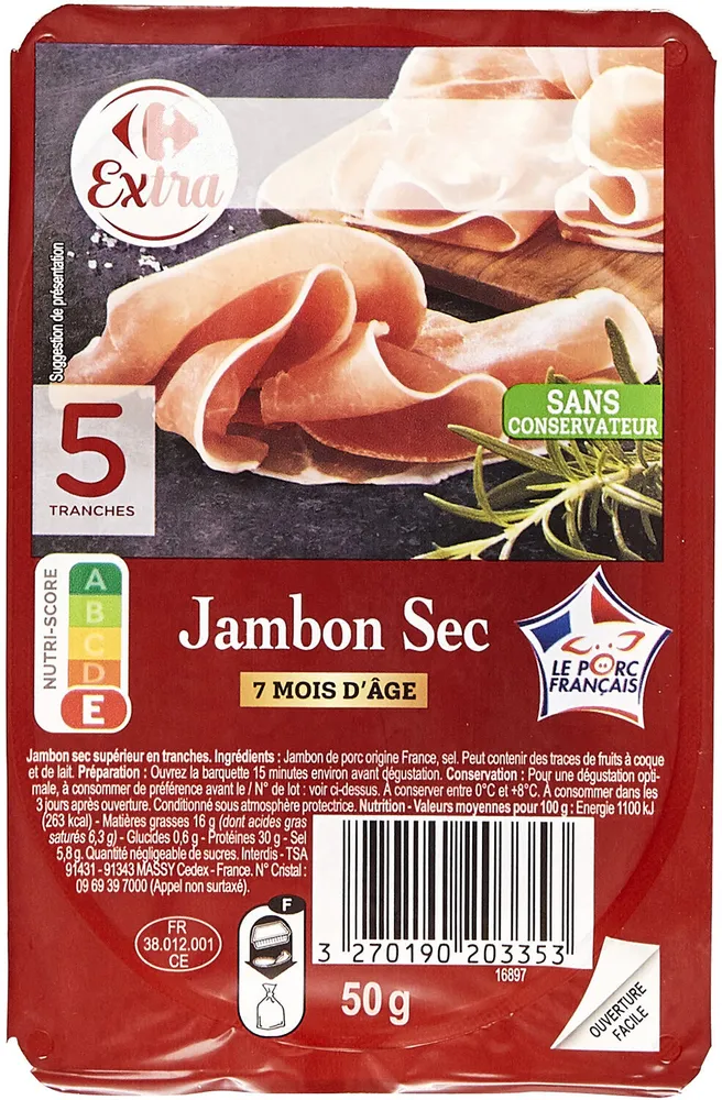 Jambon sec 7 mois d'âge