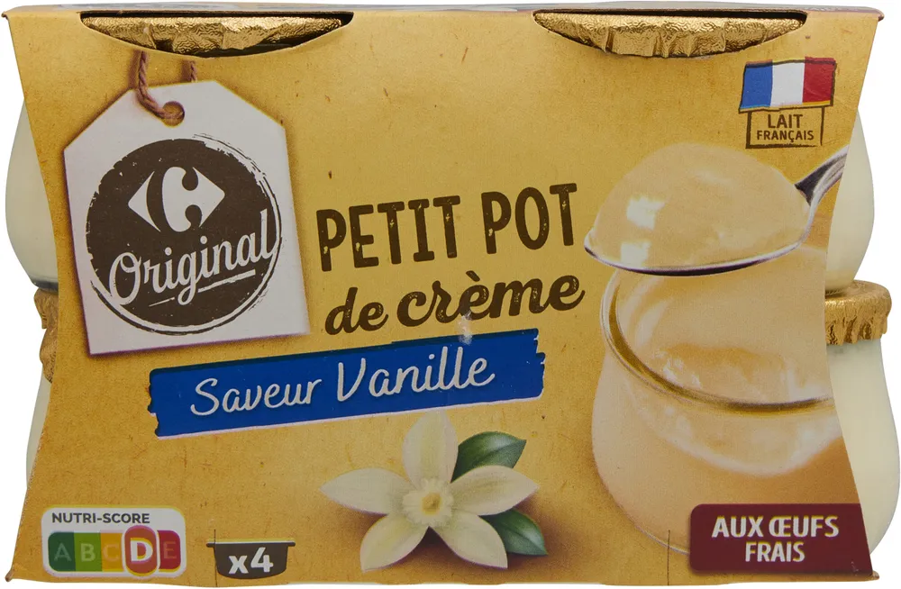 Petit pot de crème saveur vanille aux oeufs frais